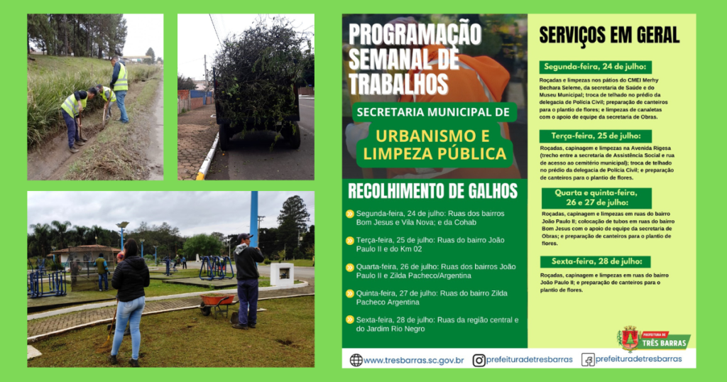 Confira A Programação Semanal De Trabalhos Da Secretaria De Urbanismo E Limpeza Pública 6493